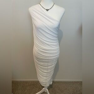 Pretty Garden White One-Shoulder Dress